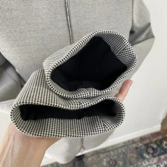 Hugo Boss Jelinita Blazer Black White Full Zip Wool Blend Houndstooth Jacket 2 - Picture 10 of 16